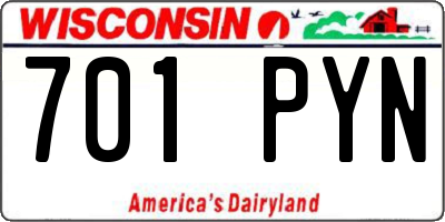 WI license plate 701PYN