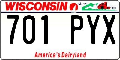WI license plate 701PYX