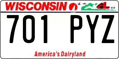 WI license plate 701PYZ