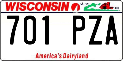 WI license plate 701PZA