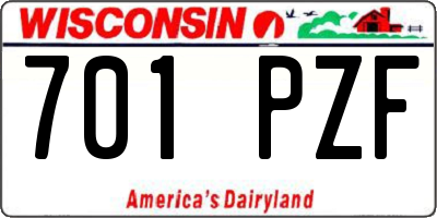 WI license plate 701PZF