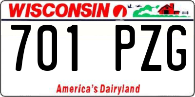 WI license plate 701PZG