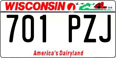 WI license plate 701PZJ