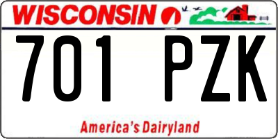 WI license plate 701PZK