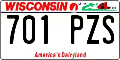 WI license plate 701PZS