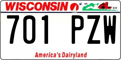 WI license plate 701PZW