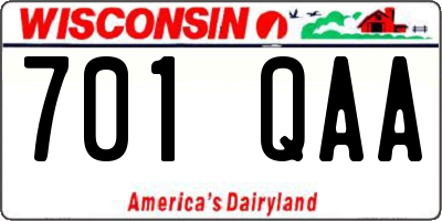 WI license plate 701QAA
