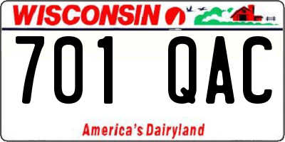 WI license plate 701QAC