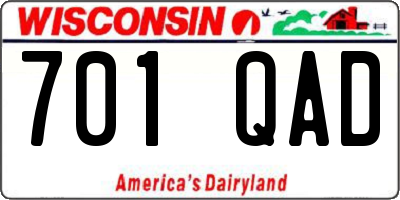 WI license plate 701QAD