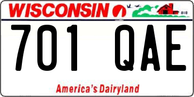 WI license plate 701QAE