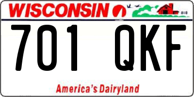 WI license plate 701QKF