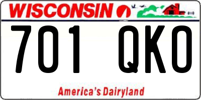 WI license plate 701QKO