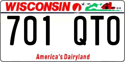 WI license plate 701QTO