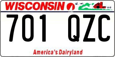 WI license plate 701QZC