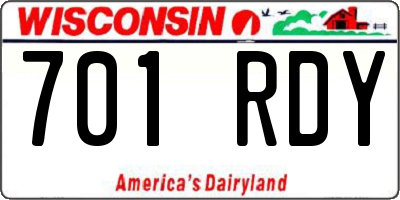 WI license plate 701RDY