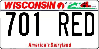 WI license plate 701RED