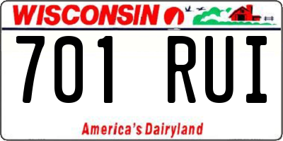 WI license plate 701RUI