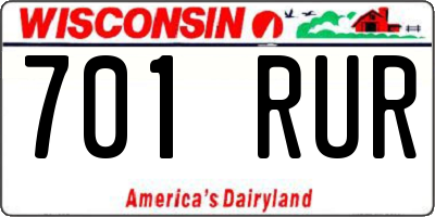 WI license plate 701RUR