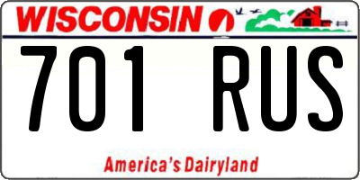 WI license plate 701RUS