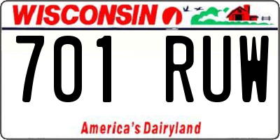 WI license plate 701RUW
