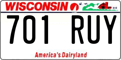 WI license plate 701RUY