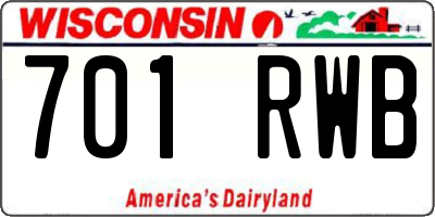 WI license plate 701RWB