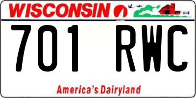 WI license plate 701RWC
