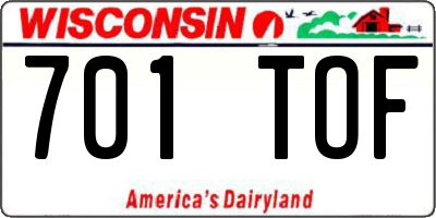 WI license plate 701TOF