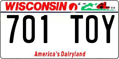 WI license plate 701TOY