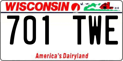 WI license plate 701TWE