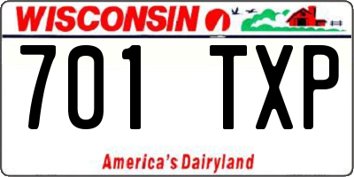 WI license plate 701TXP