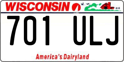 WI license plate 701ULJ