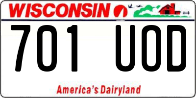 WI license plate 701UOD