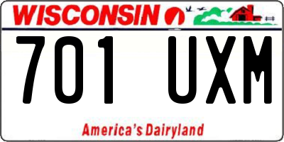 WI license plate 701UXM
