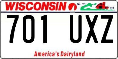 WI license plate 701UXZ