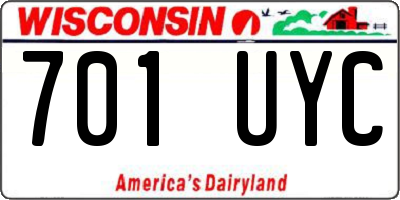 WI license plate 701UYC