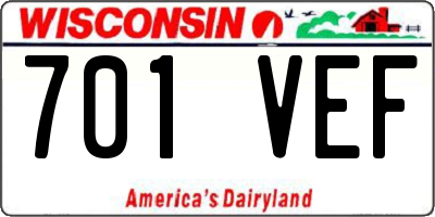 WI license plate 701VEF
