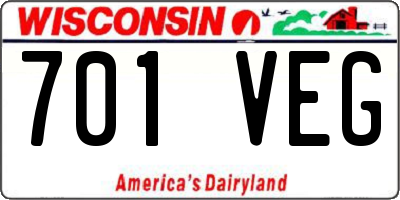 WI license plate 701VEG