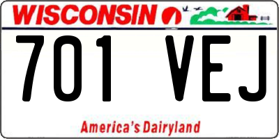WI license plate 701VEJ