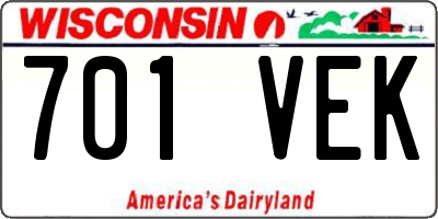 WI license plate 701VEK