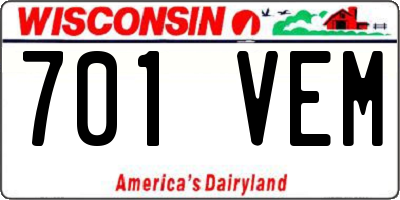 WI license plate 701VEM