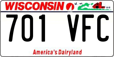 WI license plate 701VFC