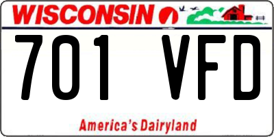 WI license plate 701VFD