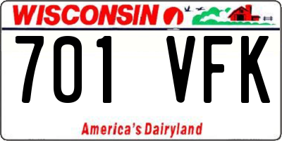 WI license plate 701VFK