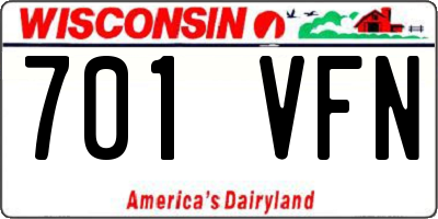 WI license plate 701VFN