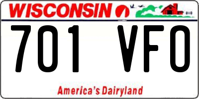 WI license plate 701VFO