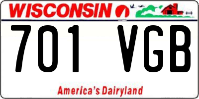 WI license plate 701VGB