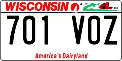 WI license plate 701VOZ