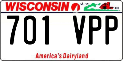 WI license plate 701VPP