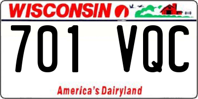 WI license plate 701VQC